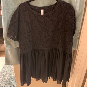 Pink blush maternity black lace top